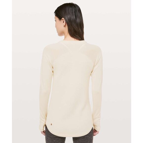 Lululemon Sit In Lotus Merino Wool Sweater Womens Small Heathered Beige Tunic - Picture 3 of 12